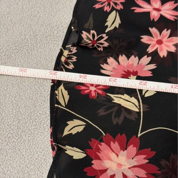 Casual Corner Annex Womens Black Floral Skirt Size 12 Chiffon Midi Lightweight - Picture 6 of 6